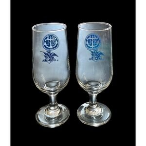 Set Of 2 Anheuser Busch United States Navy League USNL Stemmed‎ Beer Glasses